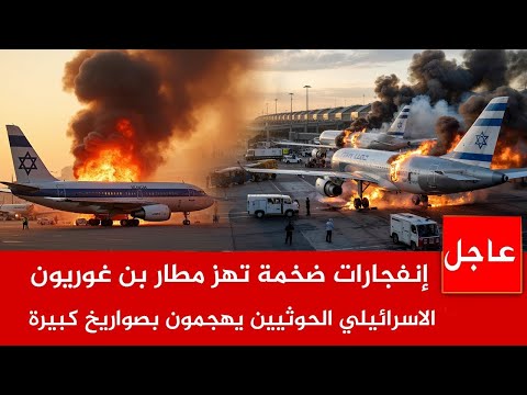 عاجل الان 🚨 الحوثيين يهجمون ب100 صواريخ كبيرة وإنفجـ ـار*ات ضخمة تهز مطار بن غوريون الاسرائيلي