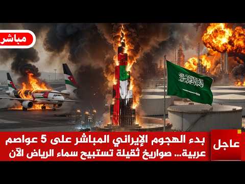 عاجل الان 🚨بدء هجوم إيراني  تاريخي على 5 عواصم عربية… صواريخ ثقيلة تحـ رق سماء الرياض الآن