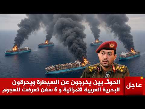 عاجل الآن🚨الحوثـ يين يخرجون عن السيطرة ويحـ رقون  البحرية العربية الامراتية و 5 سفن تعرضت للهجوم